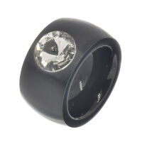 Stainless Steel Ring - with Cubic Zirconia PVD-Black-52 (16,6 Ø) 06 US