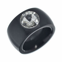 Stainless Steel Ring - with Cubic Zirconia PVD-Black-60 (19,1 Ø) 09 US