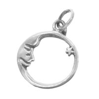925 Sterling Silver Pendant – Small Moon and Star...