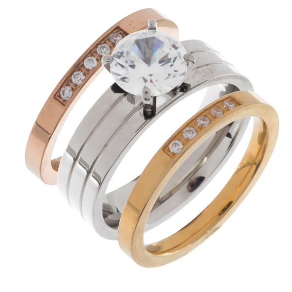 Edelstahlring/Stein/goldene PVD-Beschichtung 8