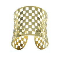Stainless Steel Bangle - Chessboard - PVD-Gold