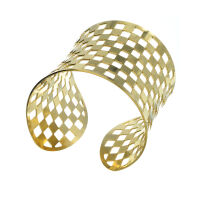 Stainless Steel Bangle - Chessboard - PVD-Gold