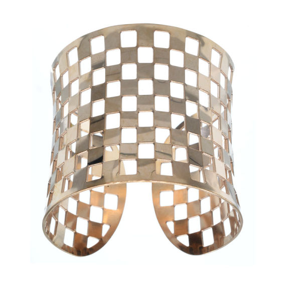 Stainless Steel Bangle - Chessboard - PVD-Roségold