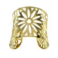 Edelstahlarmreif - Blume - PVD-Gold