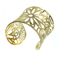 Edelstahlarmreif - Blume - PVD-Gold