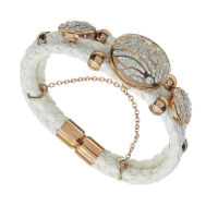 Lederarmband mit Edelstahl und Steinchen