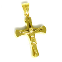 Edelstahlanhänger - Christus am Kreuz Gold