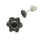 Silver Stud Earrings - Star with Black Stone