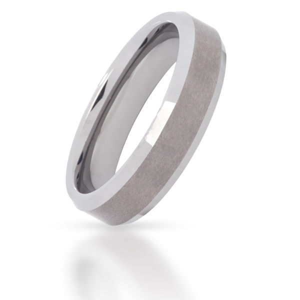 Tungsten Ring 6 mm - Frosted with Beveled Edge - Cambered Inside 55 (17,5 Ø) 7,2 US