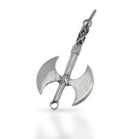 Double Axe Pendant with Long Decorative Shaft in 925...