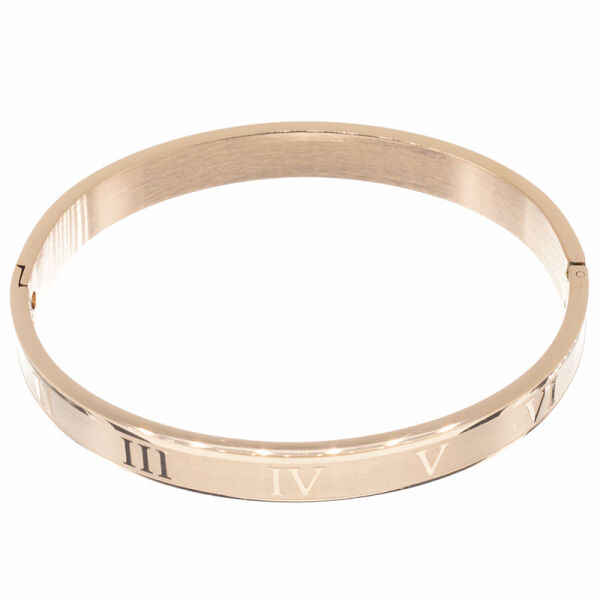 Armreifen - oval römische Ziffern ca. 61 x 53 x 6 x 2 mm - PVD-Rosegold