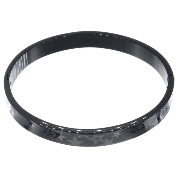 Armreifen - oval Sterne ca. 68 x 59 x 8 x 2 mm - PVD-Schwarz