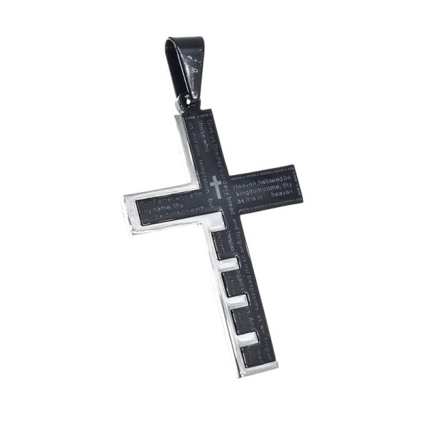 Edelstahlanhänger - Kreuz "Vater Unser" (englisch)