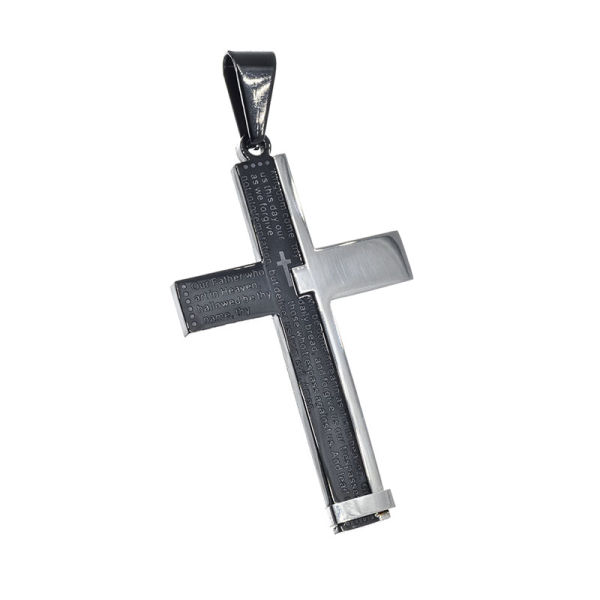 Edelstahlanhänger - Kreuz mit englischem Vater Unser