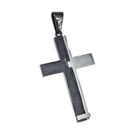 Edelstahlanhänger - Kreuz mit englischem Vater Unser