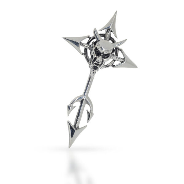 Ollie Gothic Cross Pendant with Devil Head in 925 Sterling Silver