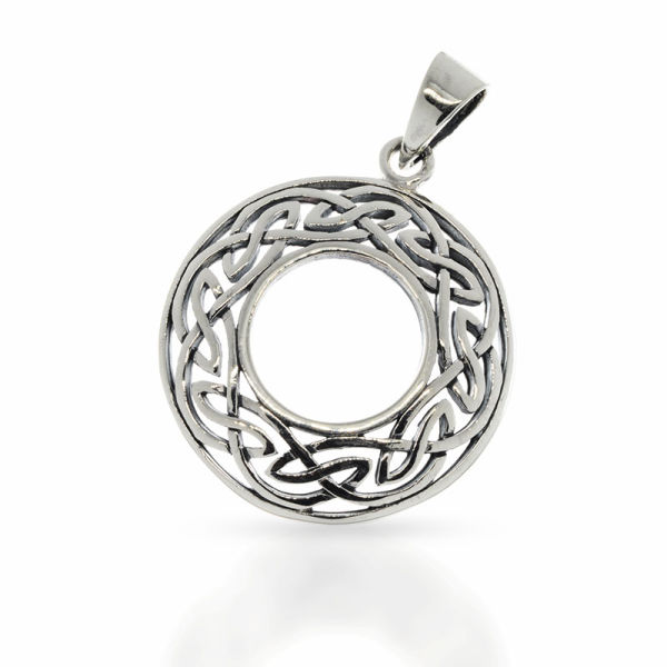 925 Sterling Silberanhänger - Keltischer Ring mit Knotenmuster