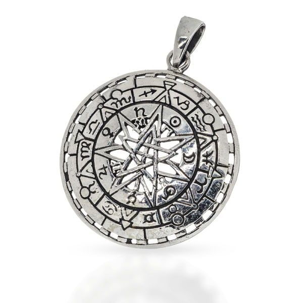 925 Sterling Silberanhänger - Pentagramm mit Sternzeichen