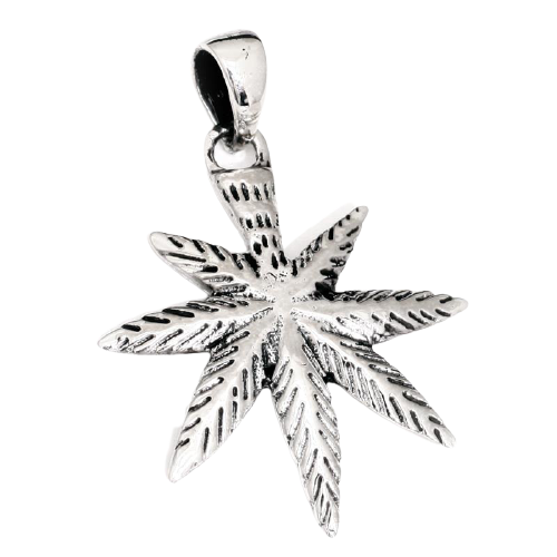 925 Sterling Silberanhänger - Hanfblatt Cannabisblatt