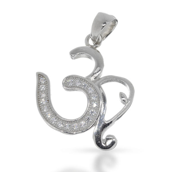 925 Sterling Silberanhänger - Om mit C/Z Cubic Zirkonia "Olymp"