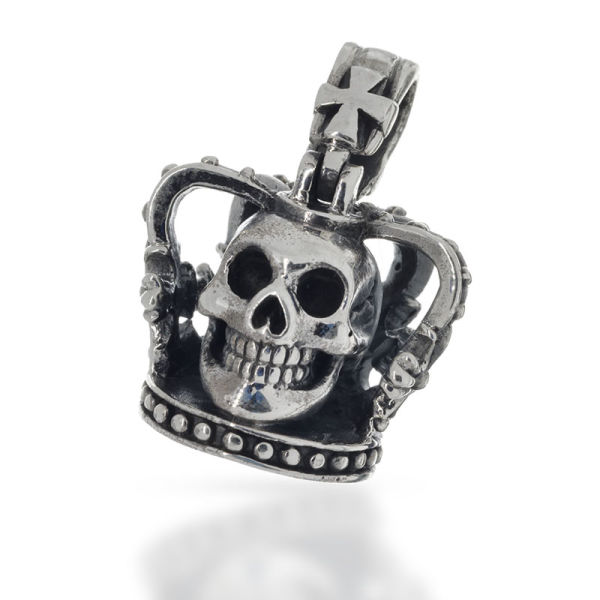 925 Sterling Silberanhänger - Krone mit Totenkopf "Melvir"