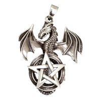 925 Sterling Silberanhänger - Drache - Pentagramm