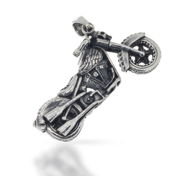 925 Sterling Silberanhänger - Großer 925 Sterling Silberanhänger - Heißer Ofen - Chopper - 23g