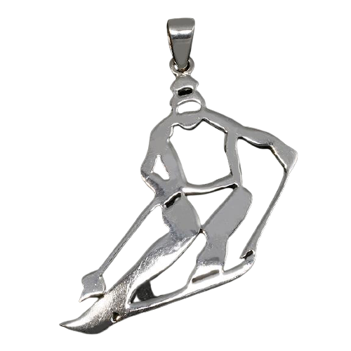 925 Sterling Silberanhänger - Skiläufer