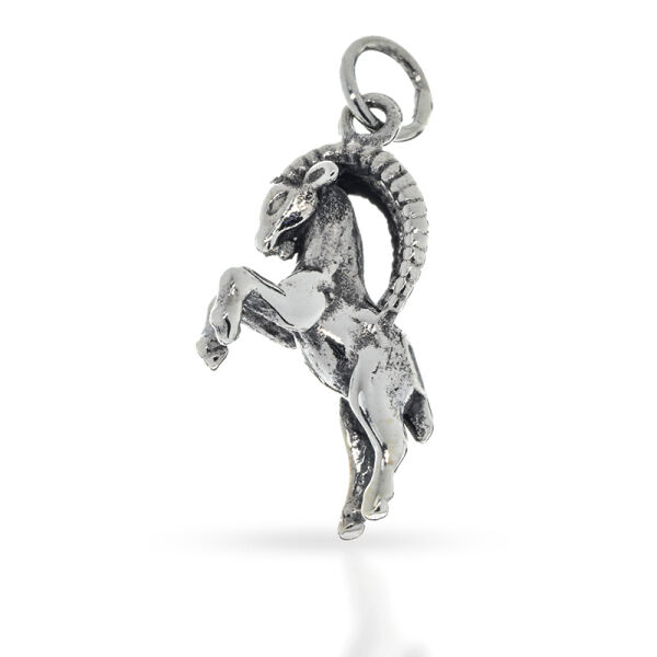 Sternzeichen-Anhänger Steinbock mit gebogenem Horn aus 925er Silber