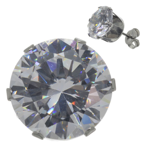 Stainless steel stud earrings with CZ in many variations