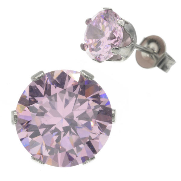 Stainless steel stud earrings with CZ in many variations