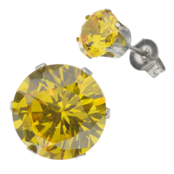 Stainless steel stud earrings with CZ in many variations