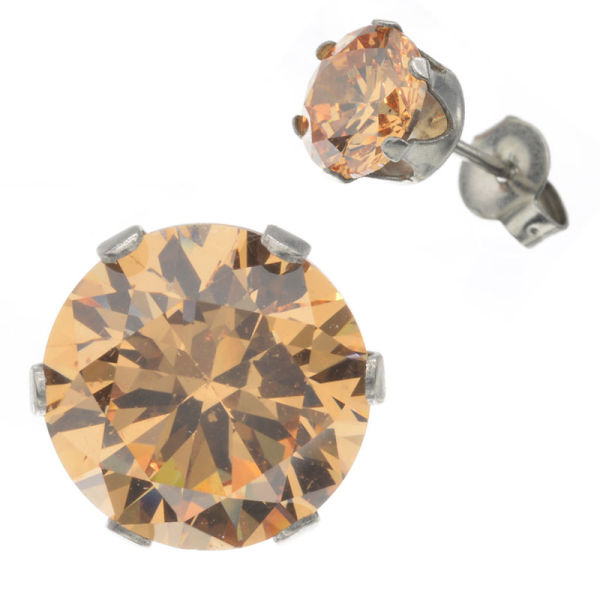 Stainless steel stud earrings with CZ in many variations
