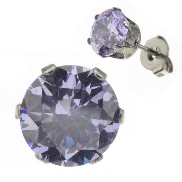Stainless steel stud earrings with CZ in many variations
