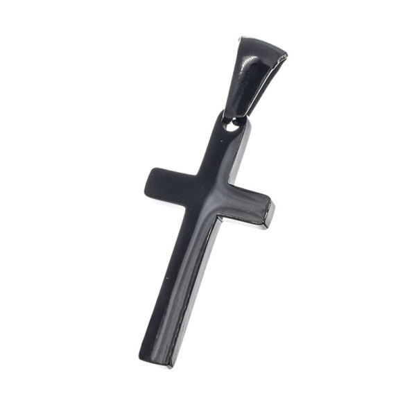 Edelstahlanhänger - Kreuz "Yimer" "PVD-schwarz"