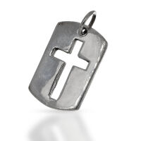 925 Sterling Silberanhänger - Dogtag mit Kreuz...