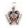 925 Sterling Silberanhänger - geflügelter Totenkopf mit rotem Augen und Krone