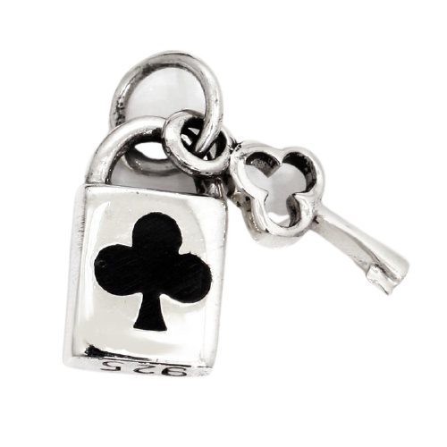 925 Sterling Silberanhänger - Schloss mit Schlüssel Kreuz "Sam"