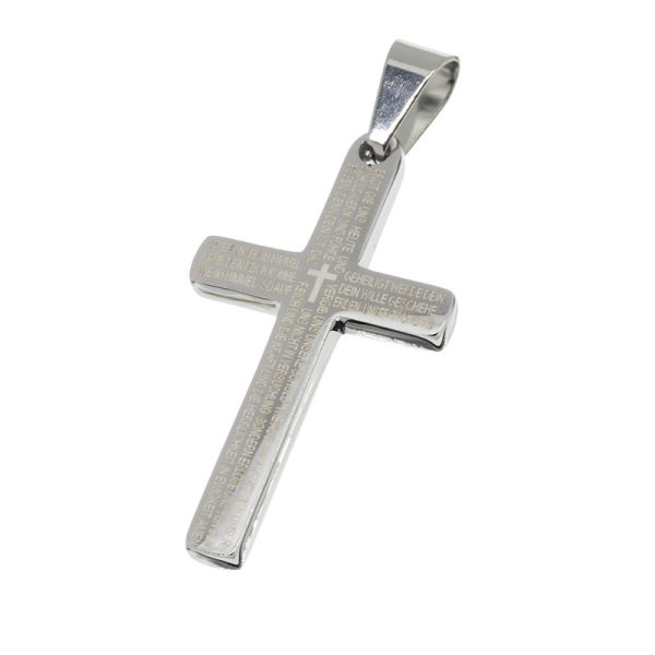 Edelstahlanhänger - Kreuz mit "Vater Unser" stahl
