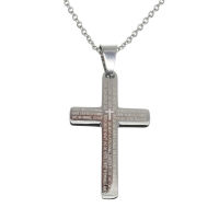 Edelstahlanhänger - Kreuz mit "Vater Unser" stahl