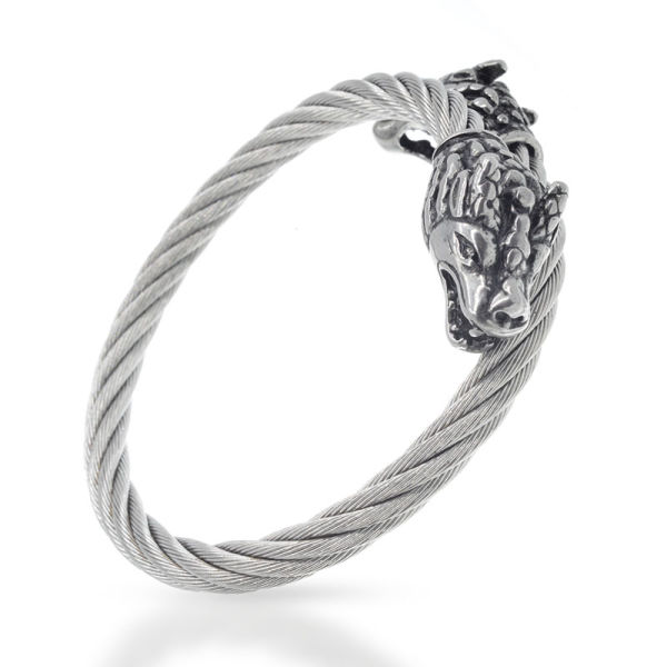 Stainless steel bangle with dragon heads Head Steel / Bracelet Steel