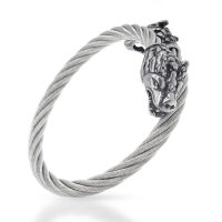 Stainless steel bangle with dragon heads Head Steel / Bracelet Steel