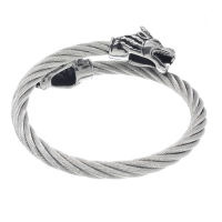 Stainless steel bangle with dragon heads Head Steel / Bracelet Steel
