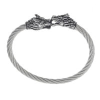Stainless steel bangle with dragon heads Head Steel / Bracelet Steel