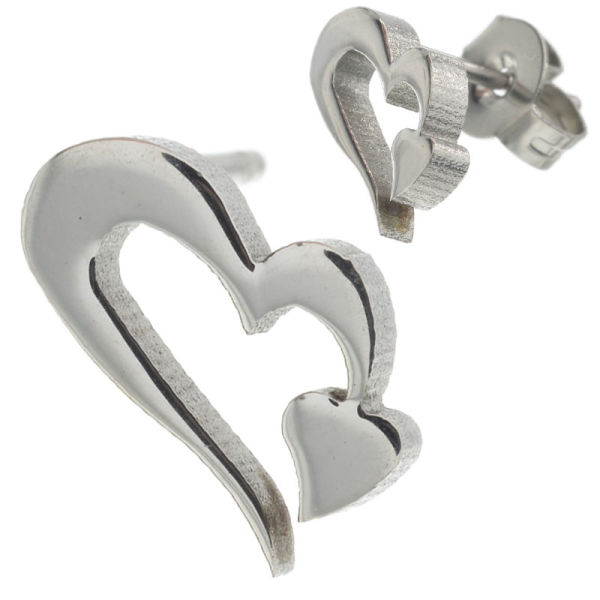Edelstahlohrstecker - Herz "Stahl"