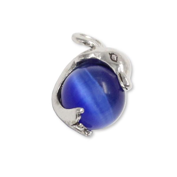 925 Sterling Silberanhänger - Delphin mit Kugel