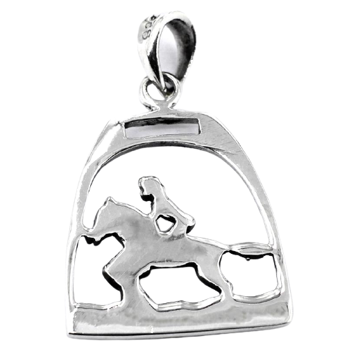 925 Sterling Silberanhänger - Pferd mit Reiter