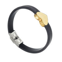 Vinyl Stainless Steel Bracelet - Heart - PVD-Gold