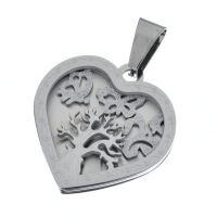 Stainless Steel Pendant – Heart with Tree Relief...