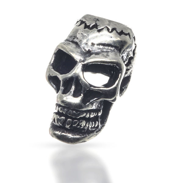 925 Sterling silver beard bead - skull